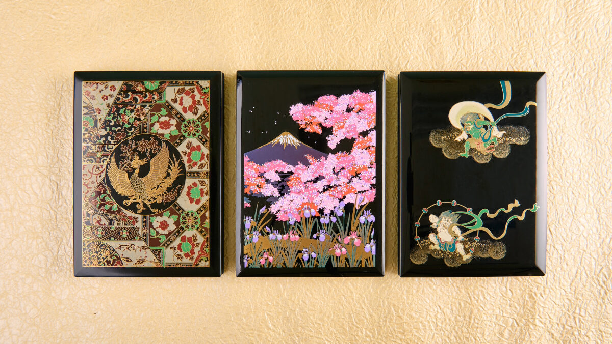山中塗漆芸御朱印帳(富士桜/正倉院/風神雷神)