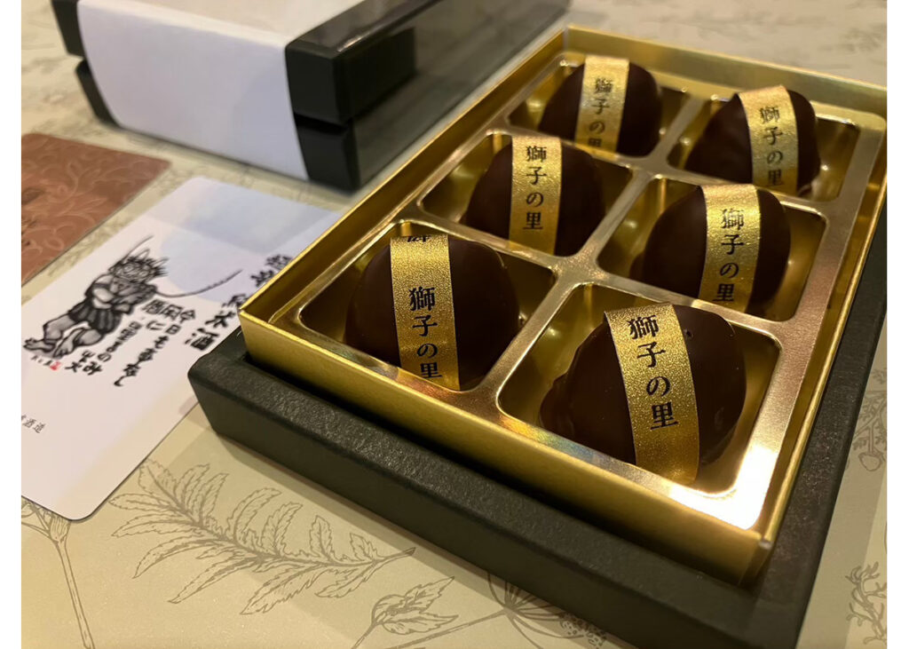 山中温泉の菓子店パティスリーミルティーユの「獅子の里ボンボンショコラ」